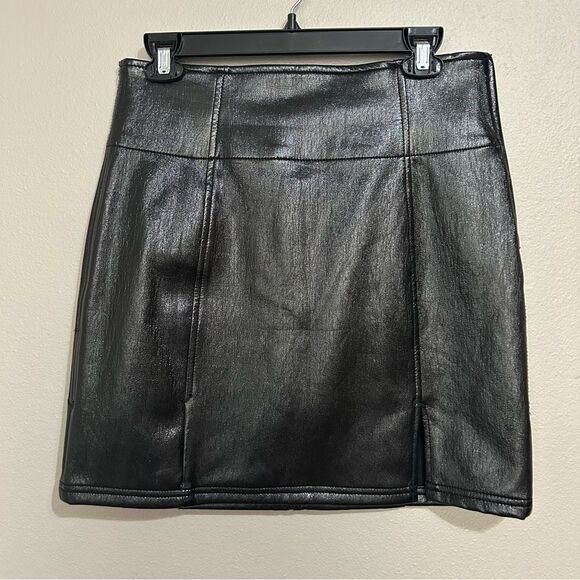 Free People Holding Onto A Dream black coated mini skirt women’s size medium 10 - Picture 2 of 8